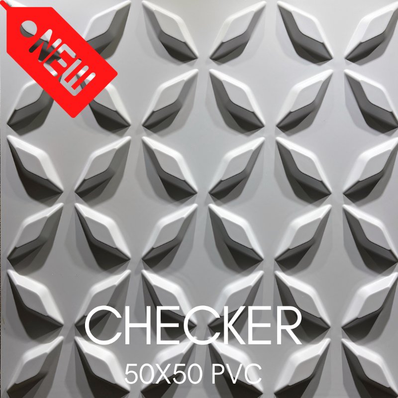 Close-up of the texture on Checker 50x50 PVC  3d wall panel