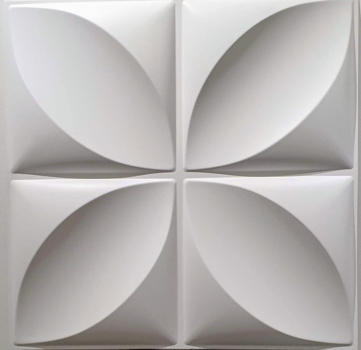 Detail shot of the Clover 3D PVC wall panel showcasing various geometric shapes