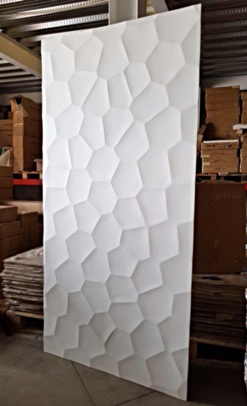 Detailed shot of the geometric hexagon pattern on Hex 3D MDF Wall Panel