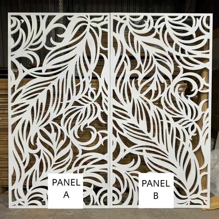 Elegant leaf design on the Organic MDF Fretwork Panel suitable for wall decor or room divider