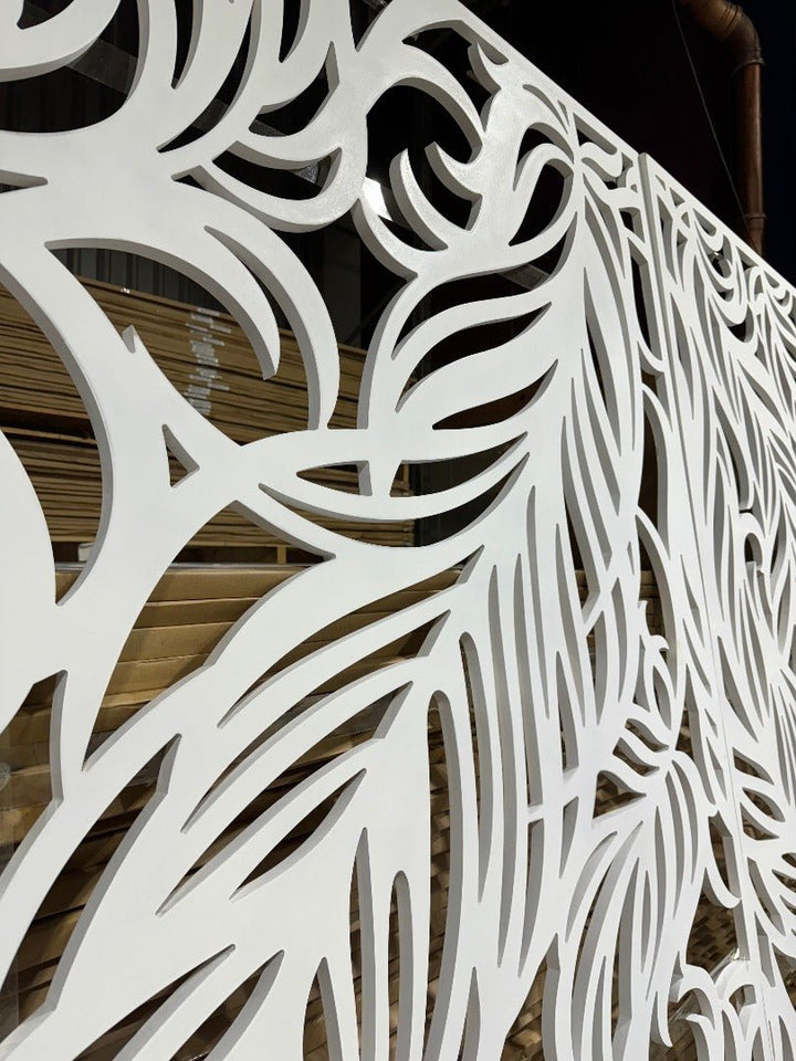 Decorative Organic MDF Fretwork Panel with a detailed botanical design