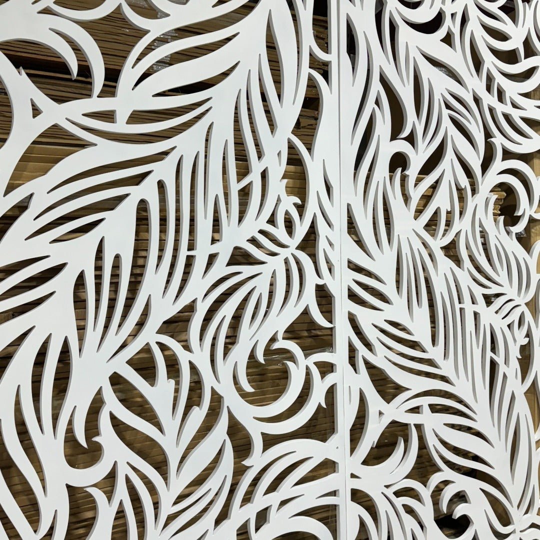 Close-up of the leaf pattern cut-out on the Organic MDF Fretwork Panel