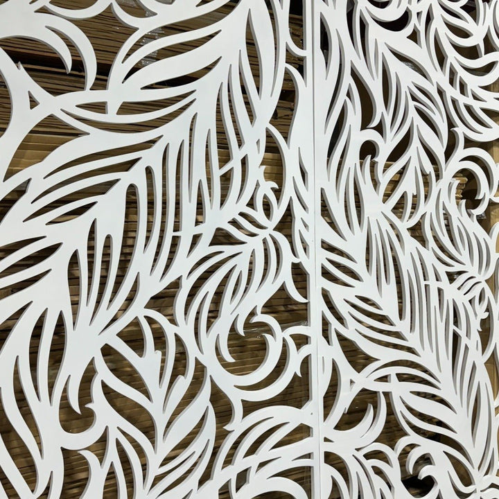Close-up of the leaf pattern cut-out on the Organic MDF Fretwork Panel